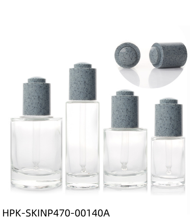 Glass Bottle with Plastic Blue Gray Push-button Pipette Cap